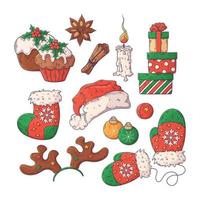 Hand drawn Christmas elements collection Vector. vector
