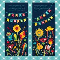 Festa Junina village festival in Latin America. Icons set in banners vector