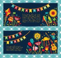 Festa Junina village festival in Latin America. Icons set in banners vector