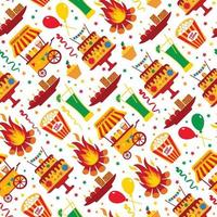 Seamless pattern of festa Junina village festival in Latin America vector