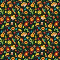 Seamless pattern of festa Junina village festival in Latin America vector