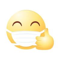 social media emoji wearing medical mask vector