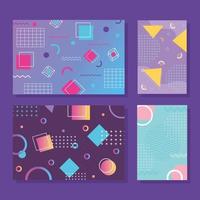 memphis style banner templates collection, 80s 90s with geometric shapes vector