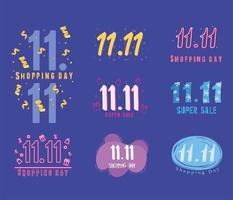 11 11 shopping day, set of promotion elements banner vector