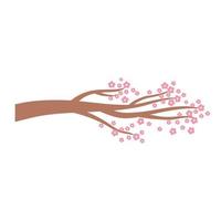 sakura branch tree flowers oriental element decoration color design vector