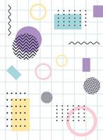 elements composition geometric memphis 80s 90s style abstract grid background vector