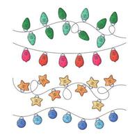 Hand drawn Christmas garland with flashlights Vector. vector