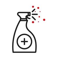 Disinfectant spray with cross line bicolor style icon vector design