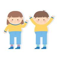 world down syndrome day cute little boy and girl cartoon vector