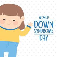 world down syndrome day cute girl cartoon, dotted background vector