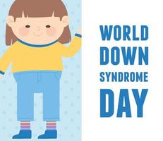 world down syndrome day greeting card little girl character vector