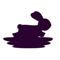 cute and little rabbit silhouette vector