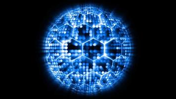 animation abstract blue tone light sphere ball visualization wave technology digital surface background, particles pattern waveform oscillation video