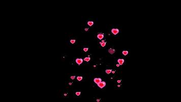 Corazones rojos volando con estrella blanca en el tema de corazones rosados Día de San Valentín y tarjeta de amor