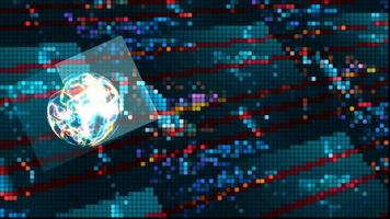 Cube Quantum computer data futuristic technology digital colorful spot light holographic process and analysis for big data and abstract polygon background video