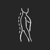Standing posture correction chalk white icon on black background. Improving upright position. Spine natural curvature. Shoulders parallel with hips. Isolated vector chalkboard illustration