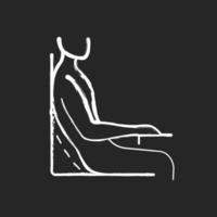 Bad sitting habit chalk white icon on black background. Leaning back into chair backrest. Incorrect sitting angle. Leaning slightly back. Joint stiffness. Isolated vector chalkboard illustration