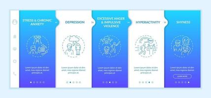 psicología de la plantilla de vector de incorporación de desarrollo de autocontrol. sitio web móvil receptivo con iconos. Tutorial de la página web Pantallas de 5 pasos. concepto de color de salud mental con ilustraciones lineales