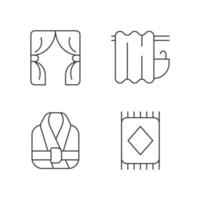 Home textile items linear icons set vector