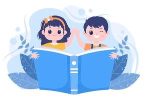 Character People Read Books in a Room Vector Illustrations to Increase Insight and Knowledge