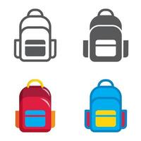 School Backpack designed icons set. Vector illustration.