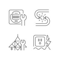 Electrician service linear icons set vector