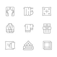 Home textile products linear icons set vector
