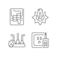 Electrician service linear icons set vector