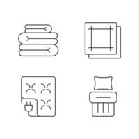 Household textile linear icons set vector
