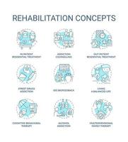 Rehabilitation concept icons set vector