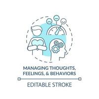 Managing thoughts, feelings and behaviors concept icon vector