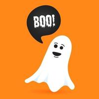 Flying halloween funny spooky ghost character say BOO vector