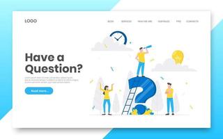 Business internet landing page concept template. Teamwork characters working together vector