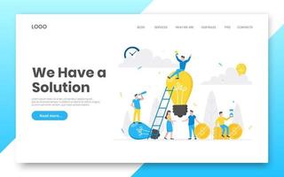 Business internet landing page concept template. Teamwork concept people characters working together vector