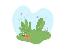 Spring garden 2D vector web banner