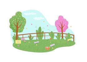 Park for easter egg hunt 2D vector web banner