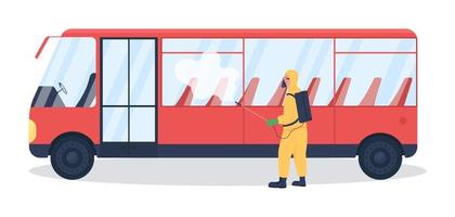 Public transport disinfection from virus flat color vector faceless character