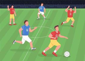 Ilustración de vector de color plano de partido de fútbol