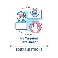 No targeted harassment concept icon. Social media public conversation safety idea thin line illustration. Restricting threatening posts. Vector isolated outline RGB color drawing. Editable stroke