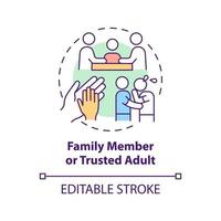 Family member and trusted adult concept icon. Reporting cyberbullying idea thin line illustration. Informing responsible adult. Vector isolated outline RGB color drawing. Editable stroke