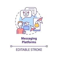 Messaging platforms concept icon. Cyberbullying channel idea thin line illustration. Blackmailing victim. Texting, messaging online. Vector isolated outline RGB color drawing. Editable stroke