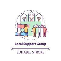 Local support group concept icon. Rehabilitation types. Support person in disease treatment. Health abstract idea thin line illustration. Vector isolated outline color drawing. Editable stroke