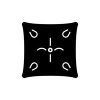 Cushion black glyph icon. Cotton pillow case. Linen bedding. Bedroom textile products, household cloths. Domestic material item. Silhouette symbol on white space. Vector isolated illustration