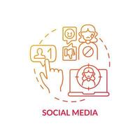 Social media concept icon. Cyberbullying channel idea thin line illustration. Stealing victim account. Shaming someone online. Sending viruses, threats. Vector isolated outline RGB color drawing