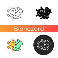 Bacteria and viruses icon. Viral infection cells that spread dangerous diseases and illnesses. Health care problems source. Linear black and RGB color styles. Isolated vector illustrations