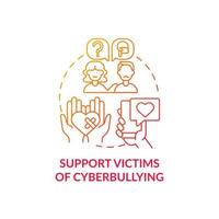 Supporting cyberbullying victims concept icon. Cyberbullying prevention idea thin line illustration. Psychological support. Encouraging reports to bullying. Vector isolated outline RGB color drawing