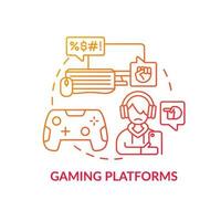 Gaming platforms concept icon. Cyberbullying channel idea thin line illustration. Harassing players with text messages. Awful gaming experience. Vector isolated outline RGB color drawing