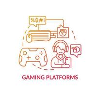 Gaming platforms concept icon. Cyberbullying channel idea thin line illustration. Harassing players with text messages. Awful gaming experience. Vector isolated outline RGB color drawing