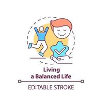 Living a balanced life concept icon. Addiction recovery steps. Creating healthy habits. Body treatment abstract idea thin line illustration. Vector isolated outline color drawing. Editable stroke