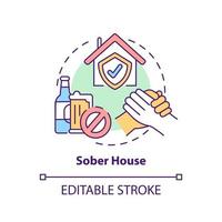 Sober house concept icon. Rehabilitation types. Supportive place for ill people. Health care abstract idea thin line illustration. Vector isolated outline color drawing. Editable stroke